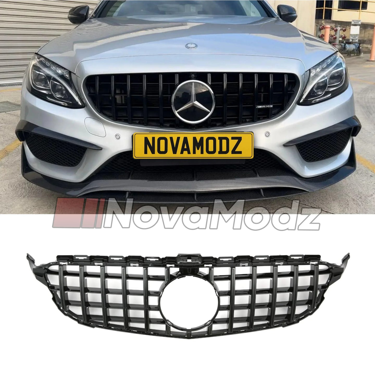 Griglia Panamericana Nero Lucido per Mercedes-Benz Classe C W205 2014-2021 | NovaModz