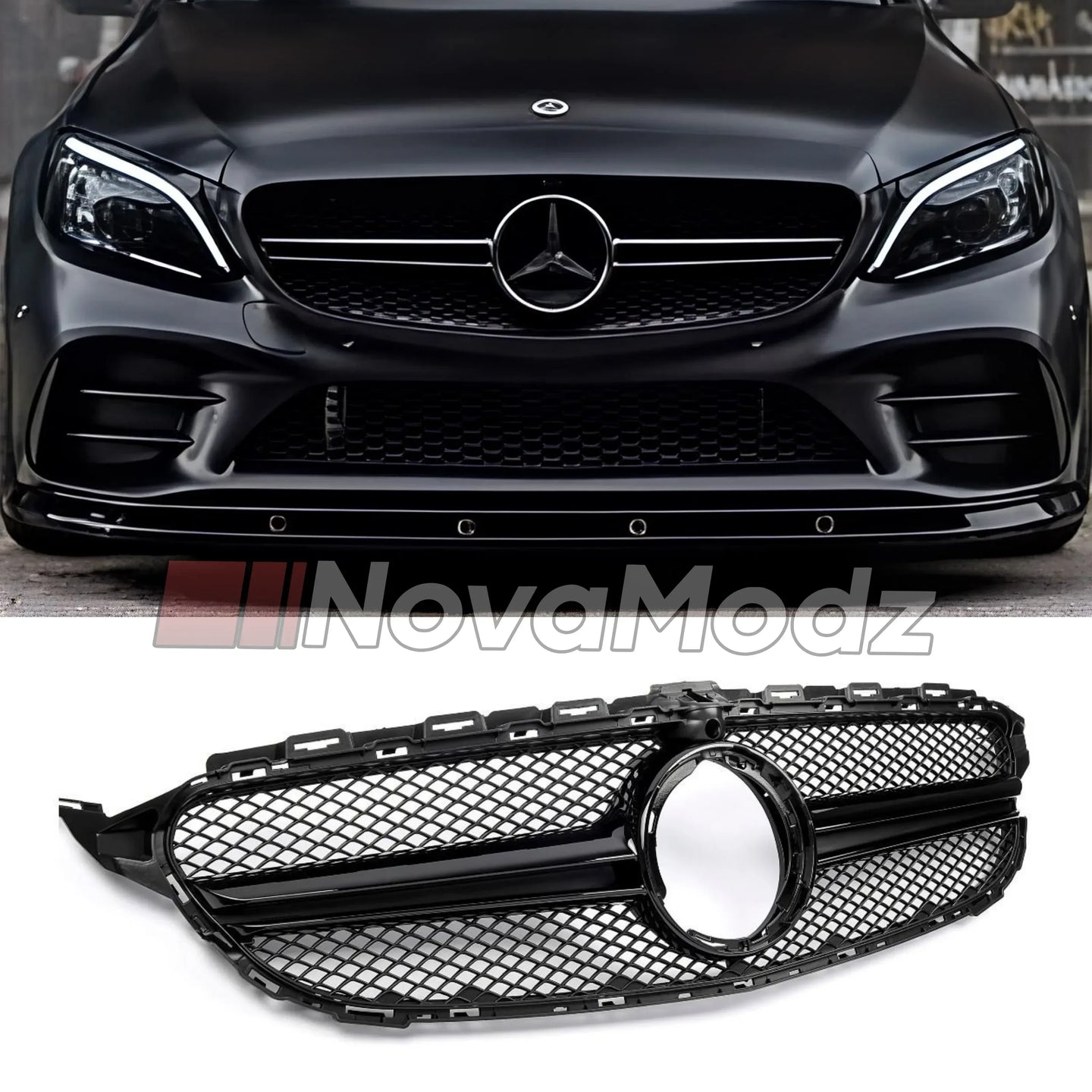 Griglia Stile Amg Nero Lucido per Mercedes-Benz Classe C W205 2014-2021 | NovaModz