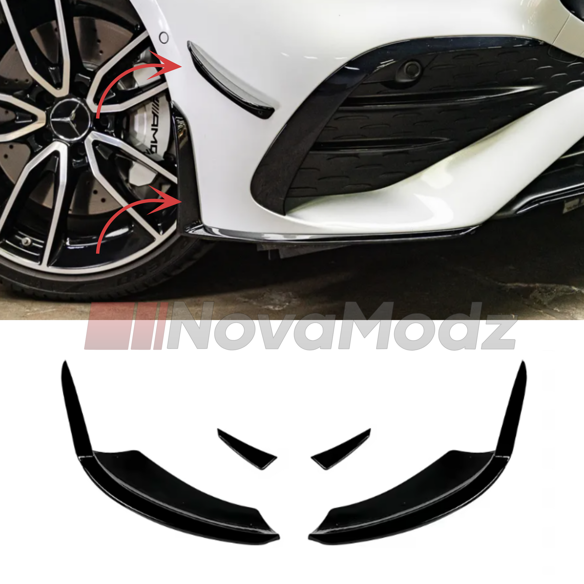 Aero Splitter anteriore per Mercedes Classe A W177 2023+ – installato e kit prodotto stile a35