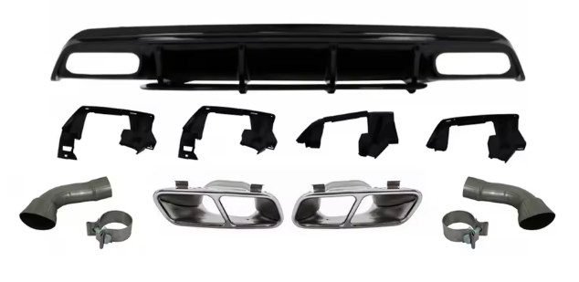 Kit diffusore stile A45 per Mercedes Classe A W176 con terminali doppi e componenti inclusi – cromato