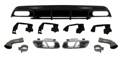 Kit diffusore stile A45 per Mercedes Classe A W176 con terminali doppi e componenti inclusi – cromato