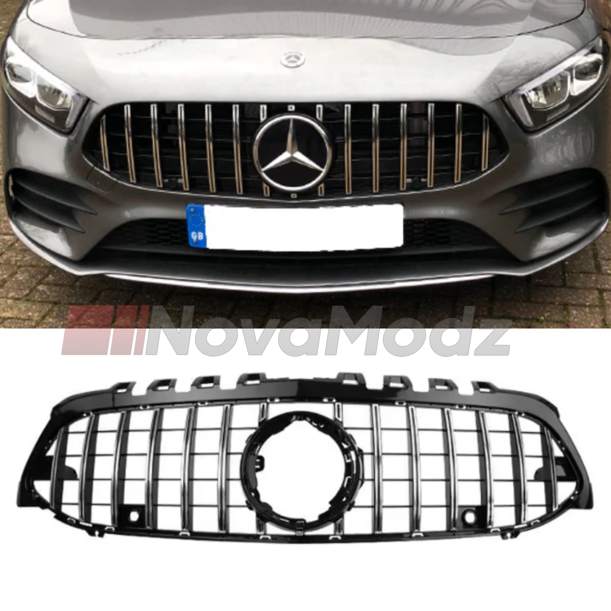 Griglia Panamericana AMG style montata su Mercedes Classe A W177 con kit incluso