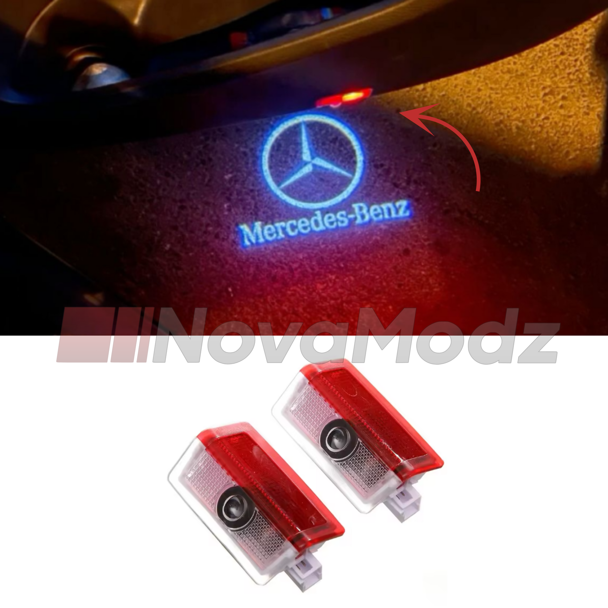 Proiettore sottoporta LED per Mercedes-Benz – logo proiettato a terra 