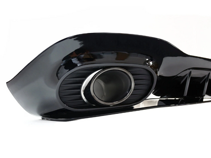 Vista laterale dei terminali doppi integrati nel diffusore stile A35 per Mercedes Classe A W177